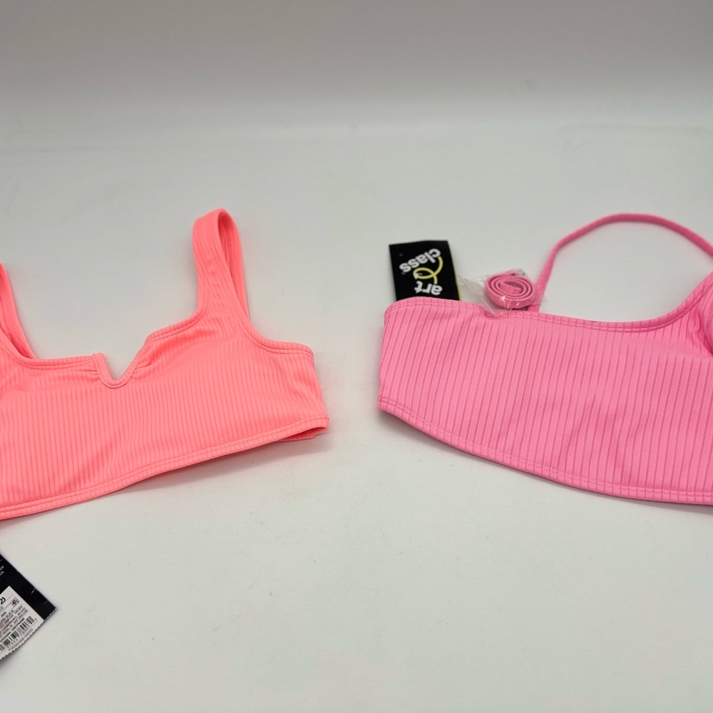 Art Class Girls Swim Top Set Orange Pink L 10/12